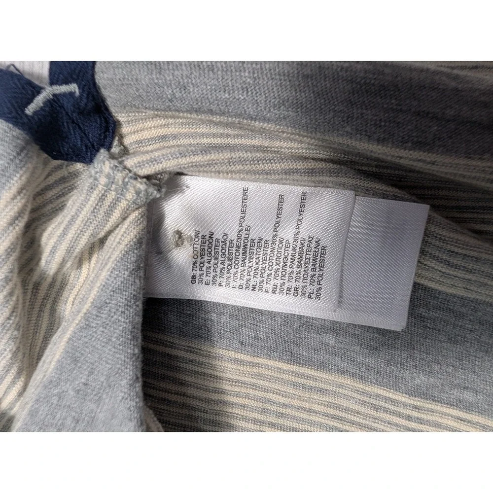 The North Face Mens XL Gray Striped Short Sleeve Pocket Polo Cotton Blend 659
